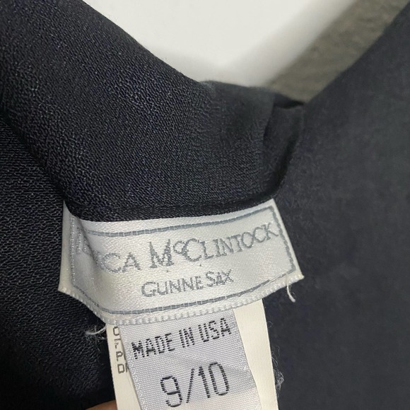 Gunnie Sax Black Tight Midi Dress with Front Leg Slit & Rhinestone Straps 9/10 - Picture 7 of 16